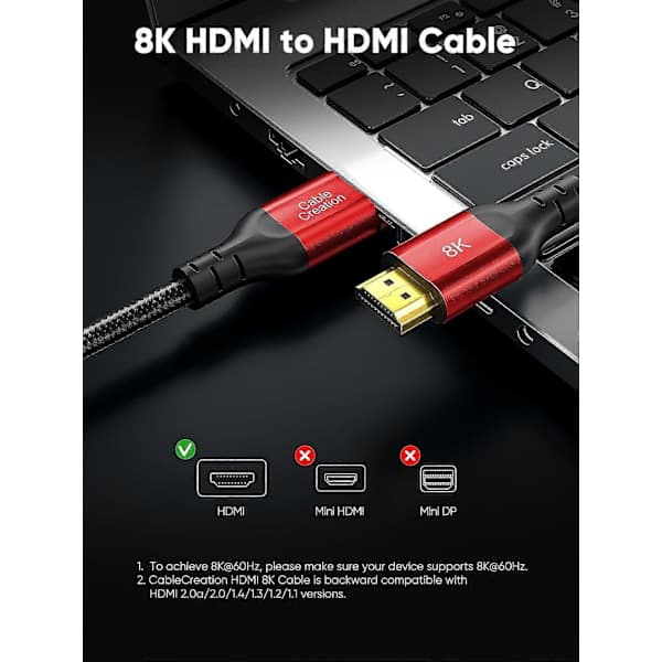 2025 Seneste Model eARC HDMI Kabel 8K, HDMI til HDMI Kabel til PS4 (48Gbps,