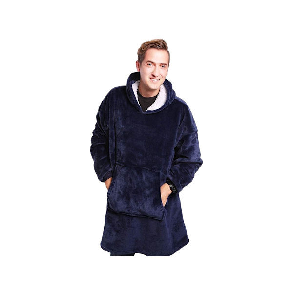 Oversized hettegenser med hette - Filt mørkeblå blue