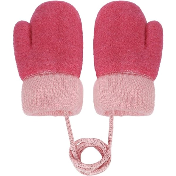 Toddler Magic Stretch Mittens Tykke Plysforet, Vinter Baby Drenge Piger Strikkede Handsker Varme Fluffy Fuld Finger Handsker Koldt Vejr Ski Handsker