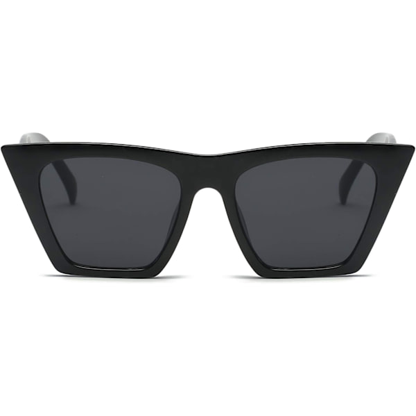 Moteoverdimensjonerte firkantede cat eye solbriller for kvinner og menn B2473 Black