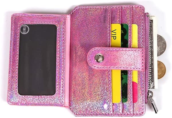 Glitter Girl Liten Plånbok Rfid Blocker Myntväska Klämma Kortfodral (glitter Rosa)