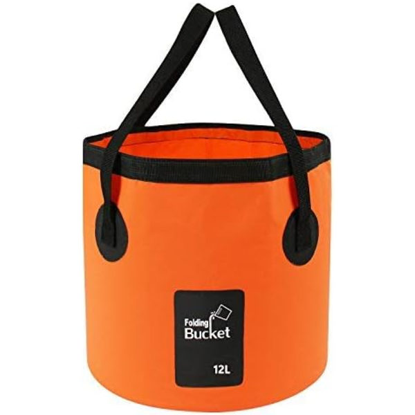 Hopfällbar hink - Fällbar campingförvaringsbehållare hopfällbar hink bärbar lätt hink för camping resor fiske båtliv och trädgårdsskötsel Orange 12L