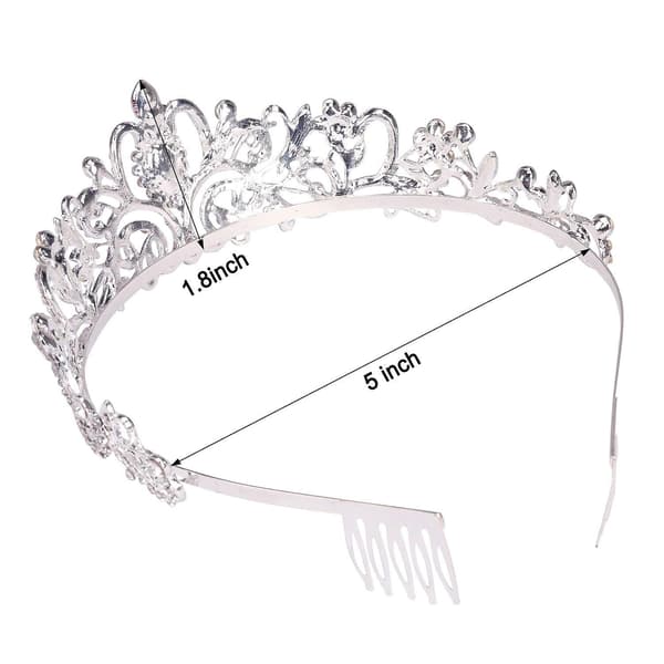 Sølv Tiara Kroner Krystall Hodebånd Prinsesse Rhinestone Krone Med Kamper Brud Hode