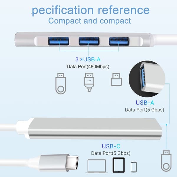 Mini hub udvidelsesdock USB 3.0 HUB splitter en-til-fire USB udvidelsesdock
