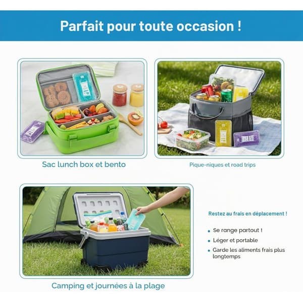 5-pack återanvändbara kylklampar för kylväskor – För matlådor, camping, picknick