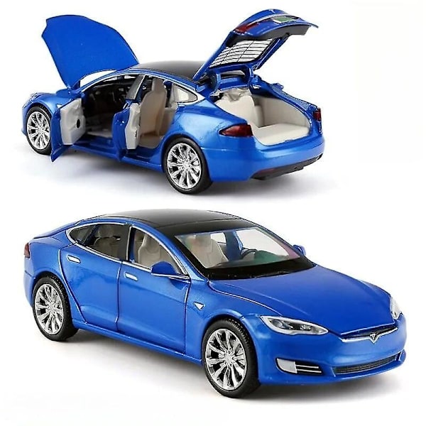 1/32 Tesla Model X 90d SUV Leikkiautomalli Valettu Metalli Miniatyyri Ääni & Valo Vetotakaisin 1:32 Kokoelma Lahja Pojalle Lapselle TESLA MODEL S Blue