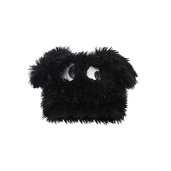Söt tecknad rolig valphatt damögon långa öron förtjockad pulloverhatt höst och vinter varm och kall-tät plyschhatt black One size