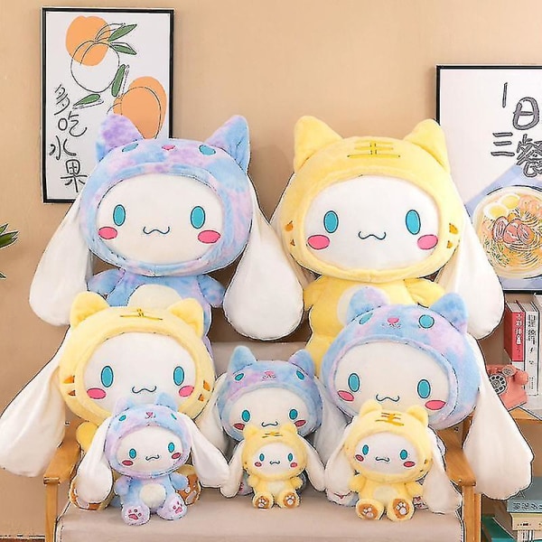 27-80cm Sanrio Cinnamoroll plyschleksaker Animation Derivatives Färgglad Baby Cinnamon plyschleksak med stora öron som förvandlas till tiger blue 47CM