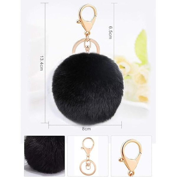 Fluffy nøglering blød plys charme ring nøglering imiteret pels bolde taske vedhæng nøglering dekoration