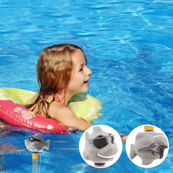 Svømmebassintermometer, flydende termometer, flydende pooltermometer, pooltermometer med snor (haj)