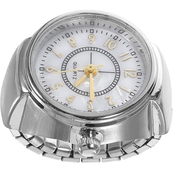 Ring Watch Kreativ Elastisk Rund Kvarts Finger Ring Klokker for Ladeis Jenter Kvinner Menn
