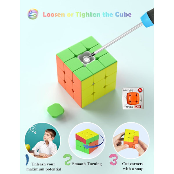 Magic Cube, 3x3 Speed Cube - Holdbar Solid & Frosted Stickerless, Hurtigere End Originalen (3x3x3)