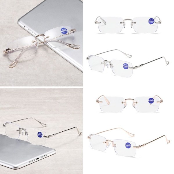 Anti-blått ljus läsglasögon Fyrkantiga glasögon Gold Strength 150