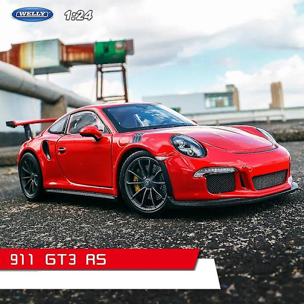 Welly 1:24 Porsche 911 Gt3 Rs Blå Bilmodell - Lekebil i metall - Samleobjekt - Gave - Støpt modell - Leke for gutter 911 GT3 RS3