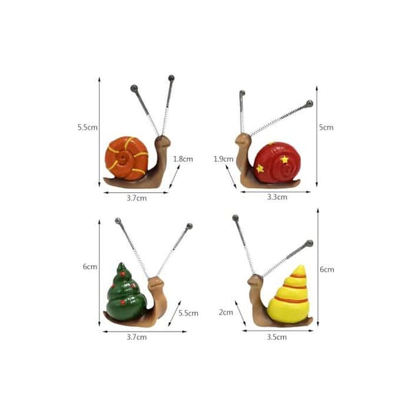 Sæt med 4 dekorative sneglefigurer - Havedekorationsstatuer - Dyrefigurer - (snegl)