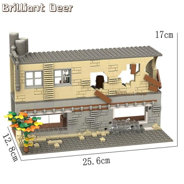 Forlatte ødelagte bygninger Moc Ww2 Pubg militærbase Diy scener bygninger blokker sett deler for hærsoldat figurer gutter leker 503stk 459PCS