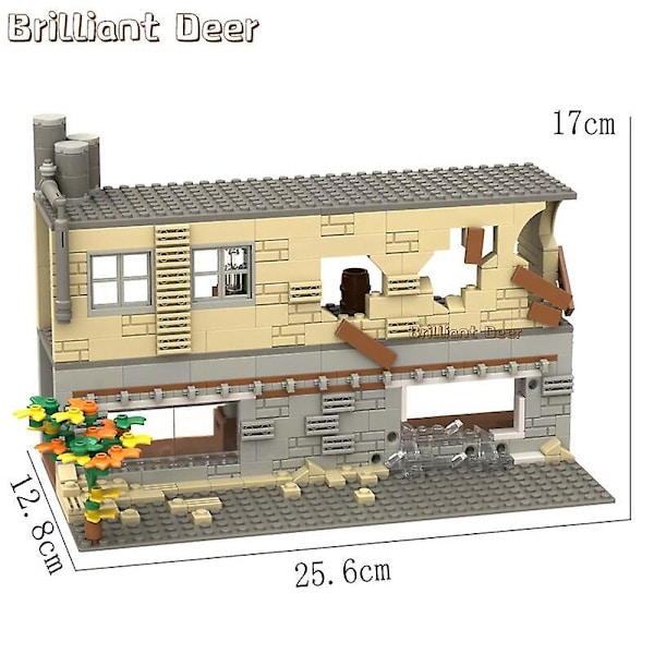 Hylätyt raunioituneet rakennukset Moc Ww2 Pubg Sotilastukikohta Diy-kohtaukset Rakennuspalikat Setti Osia Armeijan Sotilashahmoille Pojille Lelut503kpl 459PCS