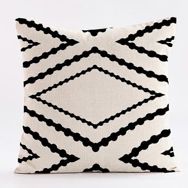 Sæt med 4 sorte geometriske dekorative pudebetræk 40x40cm Ideel til terrasse, have, bænk, sofapynt, sengetøj