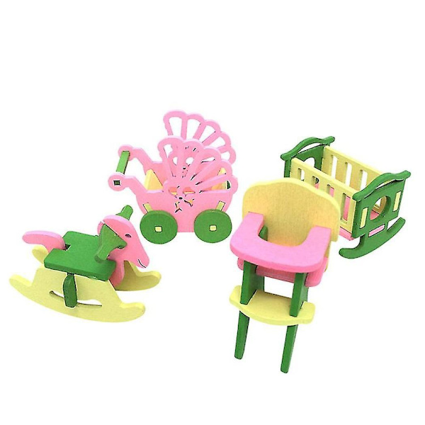 Puu-nukkekoti Miniatyyri Lasten Leikkilelut Lahjat #6