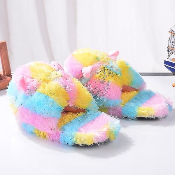 Hauskat naisten lämpimät eläinslipperit Slippers Furry Alpaca Slippers House Shoes (hy)