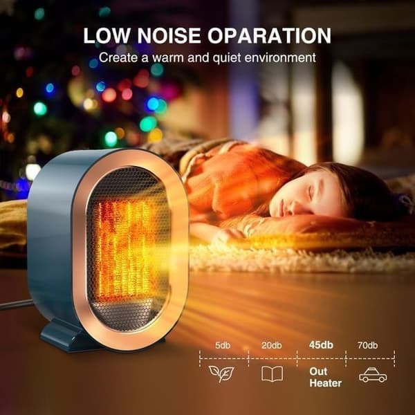 Mini energibesparende elvarmer, elektrisk ventilatorvarmer, hjælpevarmer, 2 tilstande (blå)