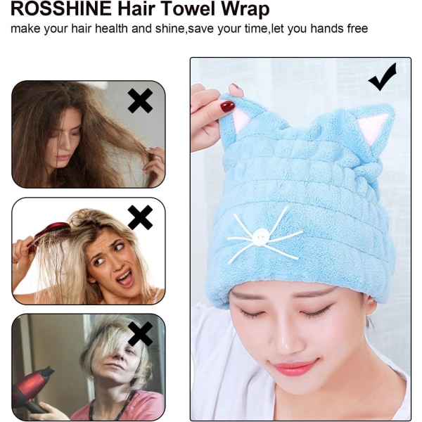 2 stk Tørt hår Hat Hårtørrende håndklæder til kvinder Hurtigtørrende badehætte Mikrofiber tørt hårhætte Hurtigttørrende hårindpakning