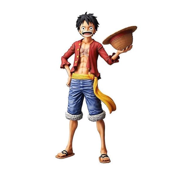 Leende halm Luffy One Piece Anime Actionfigur Leksaksmodell 28cm