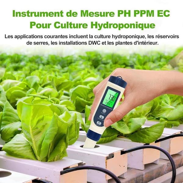 Multifunktions-PH-mätare (pH/salthalt/EC/TDS/temp), 5-i-1 elektronisk pH-mätare med automatisk temperaturkompensation, pool-PH