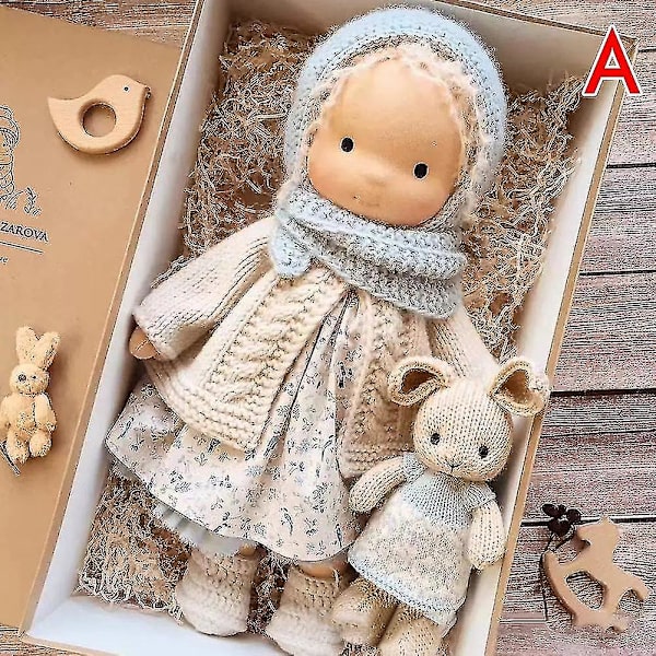 Mjuk docka Waldorf handgjord mjuk stoppad bomullsdocka flicka med gyllene lockigt hår bästa present till barn plyschtyg Kawaii dockleksaker-i A