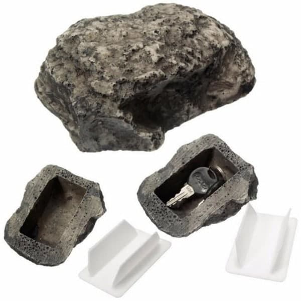 2-pack - Göm nyckelsten - Göm nyckel i stenen - Göm nycklar stengrå