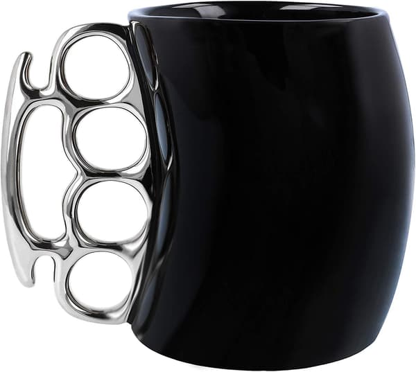 Knuckle Duster Mugg, Kaffemugg, Tekanna Keramisk Kopp, Rolig Mugg, Vänner Mugg Black Silver