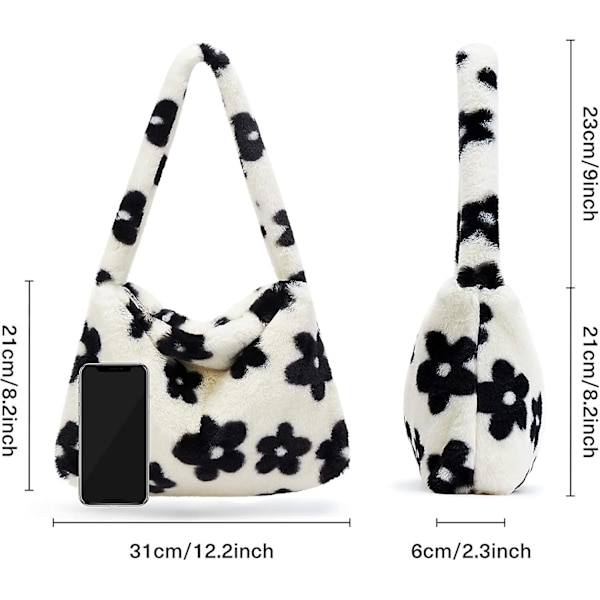 Fluffy Furry Tote Bag Stor Fuzzy Taske Sød Plys Taske Lynlås Kvinder Pige Faux Fur Skulder Håndtaske Pung Til Efterår Og Vinter