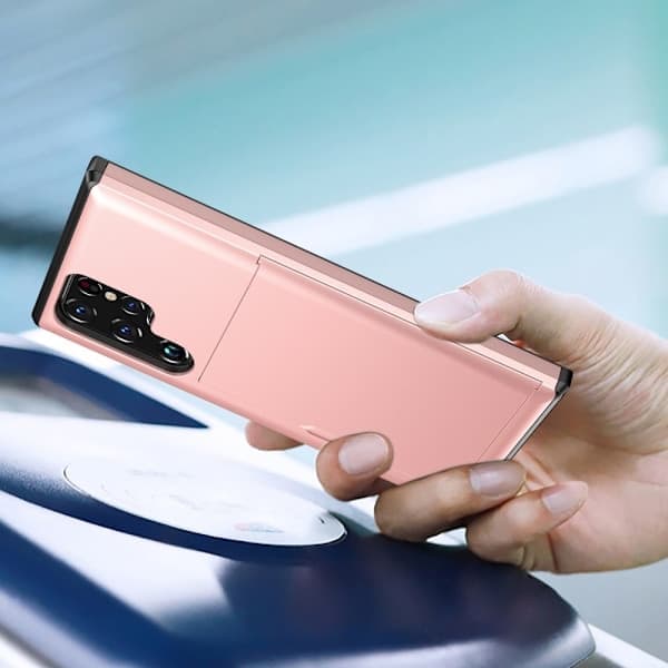 Samsung Galaxy S22 Ultra -kotelo korttipaikalla, ruusukulta