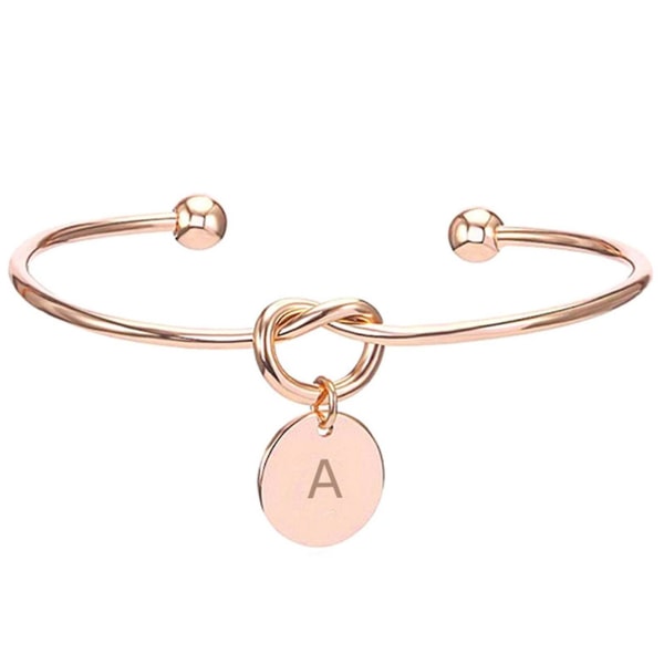 Mote Initial Smykker Initial Legering Brev Charm Armbånd for Kvinner Brudepike Binde ROSE GOLD A