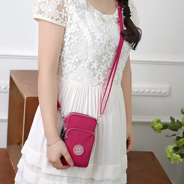 Damväskor Flickor Nylon Design Liten Crossbody Väska Handväskor(Djupröd)
