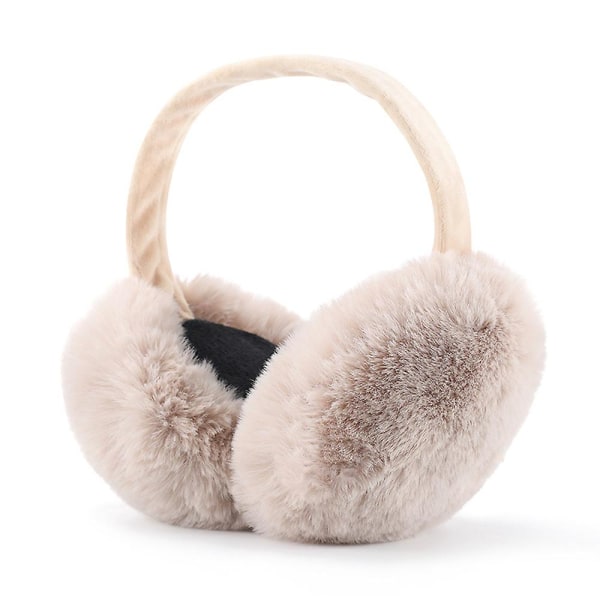 Vinter söta rosett öronmuffar kvinnor varma öronmuffar flickor öronvärmare mjuk plysch utomhus plysch justerbart öronlock creamy-white
