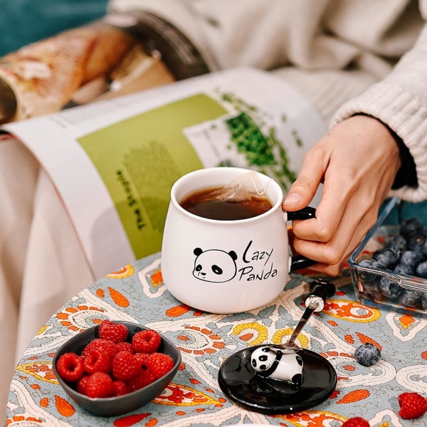 Lazzy Panda Mug Söt keramisk kaffemugg med 3D Panda lock och sked 3D Panda Coffee Mug CupNovelty Coffee Tea Milk Mug Presenter
