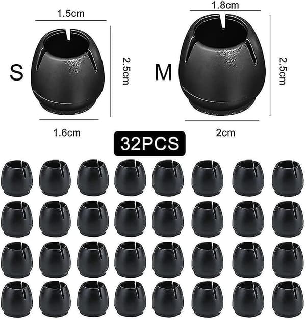 Silikone Stolebenkapper, 32 stk. 17-21mm Beskyttende Kapper Til Stoleben, Rubbe Kit