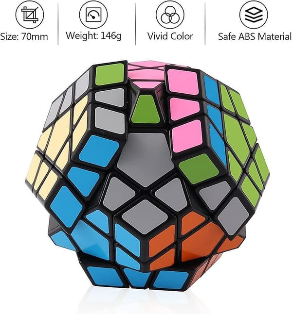 Shengshou Megaminx Speed Cube 3x3 Dodekaeder Hexagon Puslespil Legetøj Sort