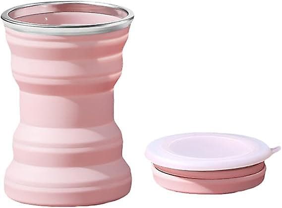 Fällbar Silikonvattenkopp, 320ml, Bärbar, Värmebeständig, Vikbar Mugg med Lock