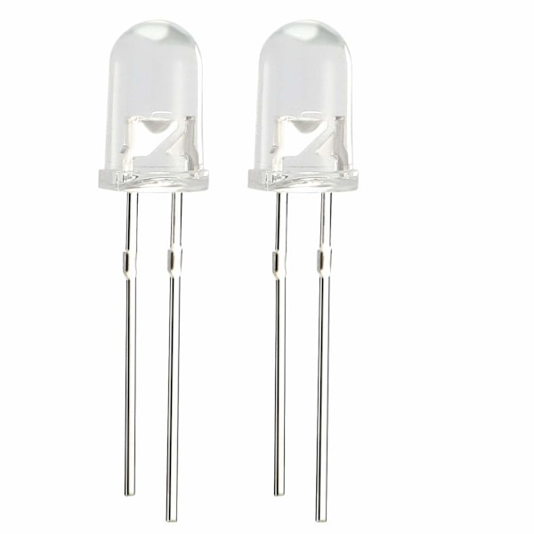 200 stk. 5 mm hvide LED-dioder, klare runde transparente, 3-3,4 V, 20 mA, superlyse belysningspærer, elektroniske komponenter, lysdioder