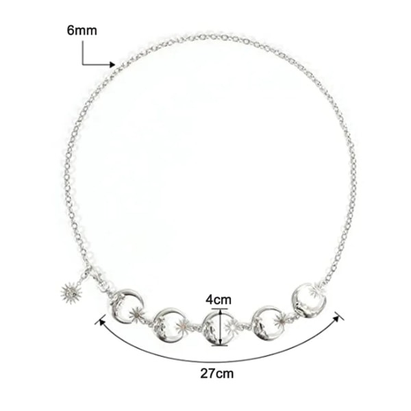 Månkedja - Metallmidjekedja - Jeanskedja - Fashion Body Jewelry - Lämplig för kvinnor och flickor - Färg: Guld - One Size Fits Most