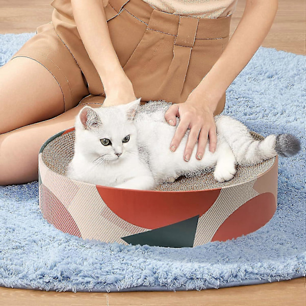 Kattklösbräda Säng Lounge Soffa för Innekatter Oval Form 17\"x13\", Kitty Cat Scratching Pad Återvunnen Wellpapp Klösbräda Långvarig Möbel