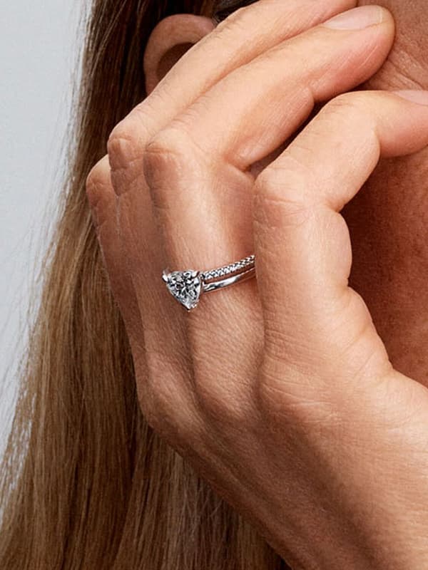 Pandora - Dobbel Bånd Hjerte Ring - Sterling sølv Circumference: 56mm