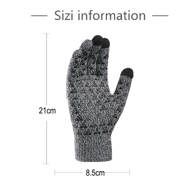 Vinterhandsker til mænd og kvinder - Strikkede handsker - Touchscreen-handsker - Skridsikre, fortykkede handsker Black and white