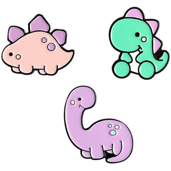 3 st söta dinosaurien knappnålar emalj märke djur emalj nålar set dinosaurie serie brosch färg knappnål gåva för pojkar barn hatt ryggsäckar tillbehör