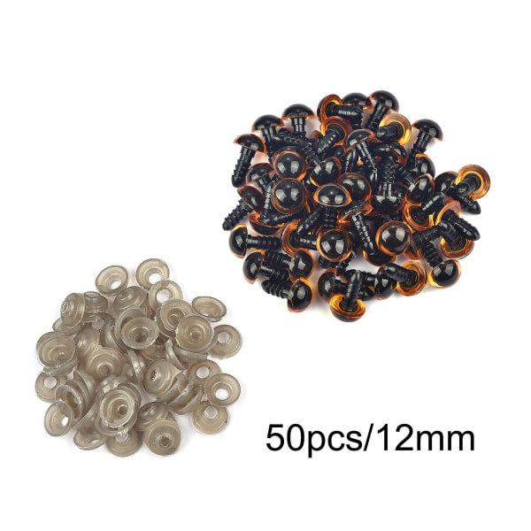 50/100 kpl 5-20 mm musta muovinen suojasilmä leluille Amigurumi tee-se-itse -sarja askartelut Nallelelusilmä nuken koristeluun tarvikkeisiin 12mm-50pcs-Brown 1