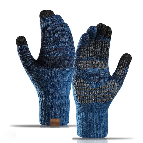 Stickade handskar herr höst och vinter plysch handskar färgmatchning offset skärm termiska handskar wathet
