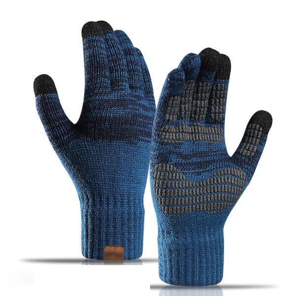 Strikkede handsker Herre efterår og vinter plys handsker Farvematchende offset skærm termiske handsker wathet