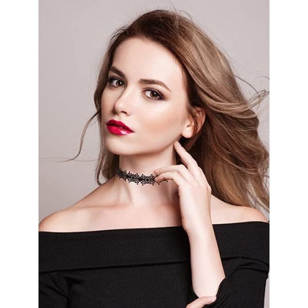 Svart blonder 6 stk svart rustfritt stål choker halskjede for kvinner